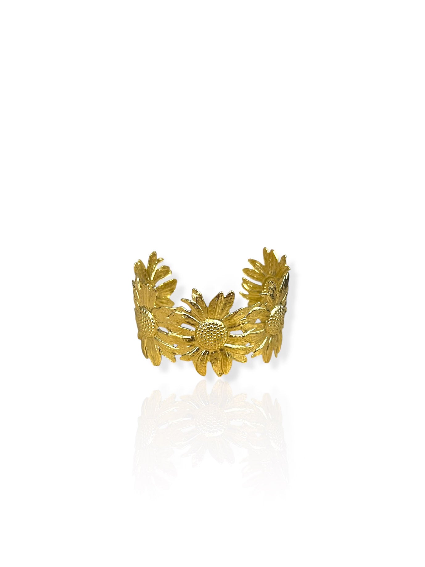Brazalete flor picada dorado