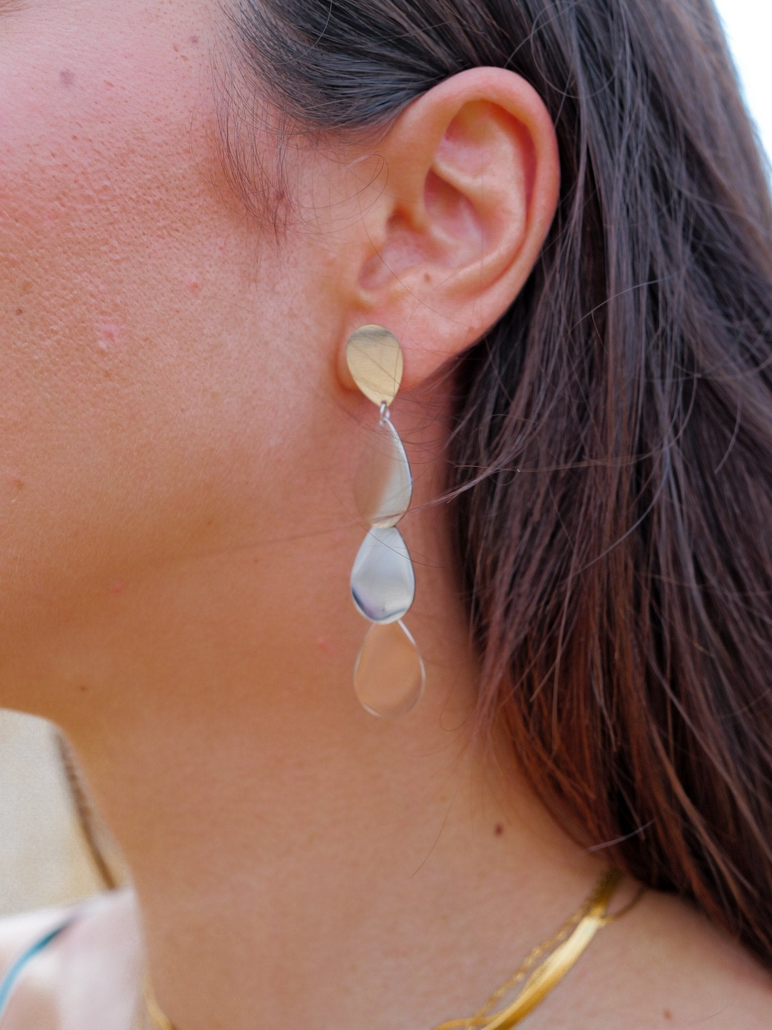 Pendientes cascada gotas plateadas - SORELLAS