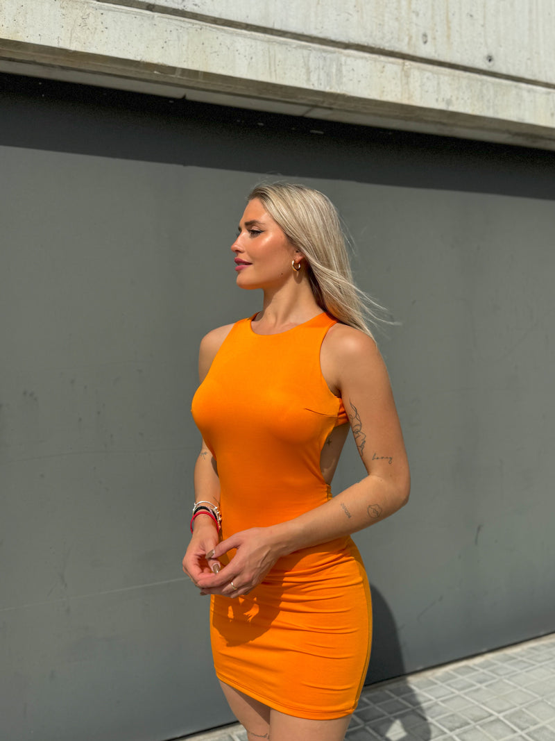 Vestido espalda cruzada naranja