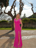 Vestido tulle doble cascada fucsia