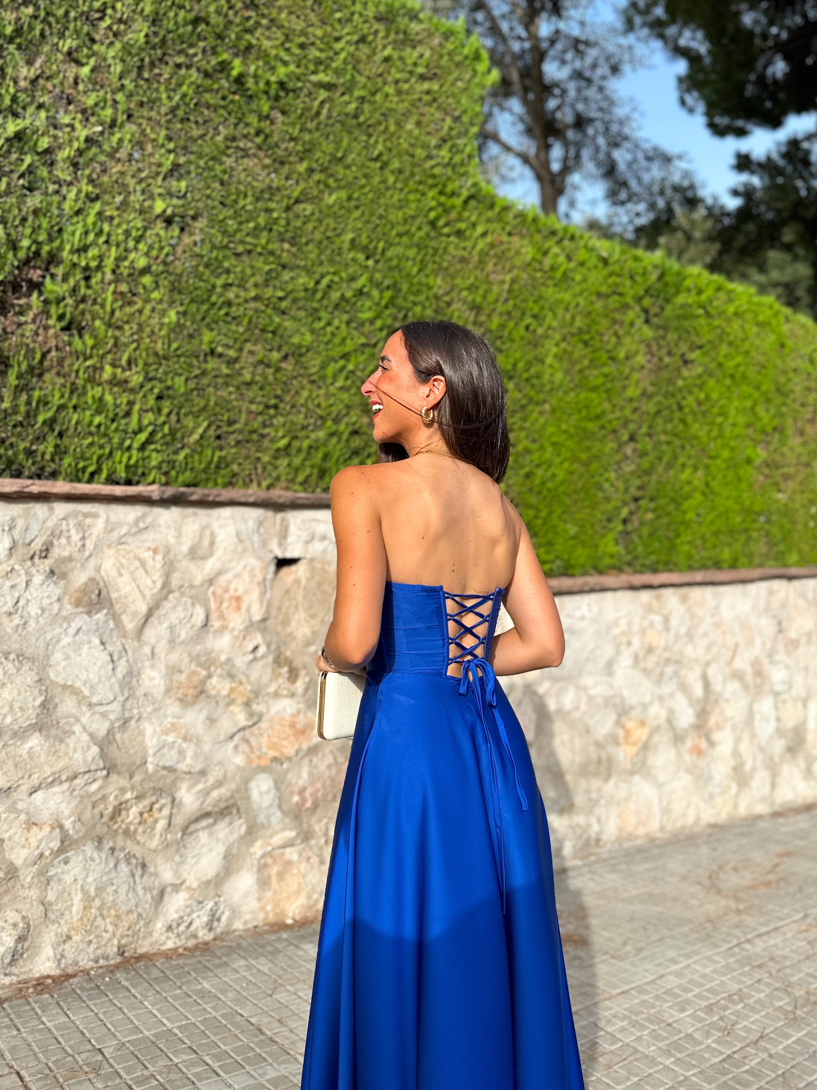 Vestido corse palabra azul