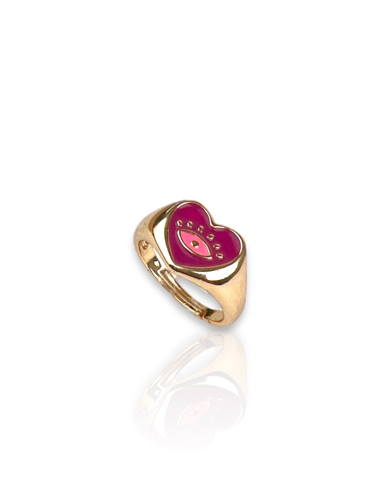 Anillo corazón rosa dorado