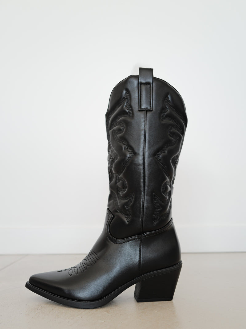 Bota efecto piel cowboy negro