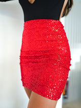 Falda glitter tubo rojo