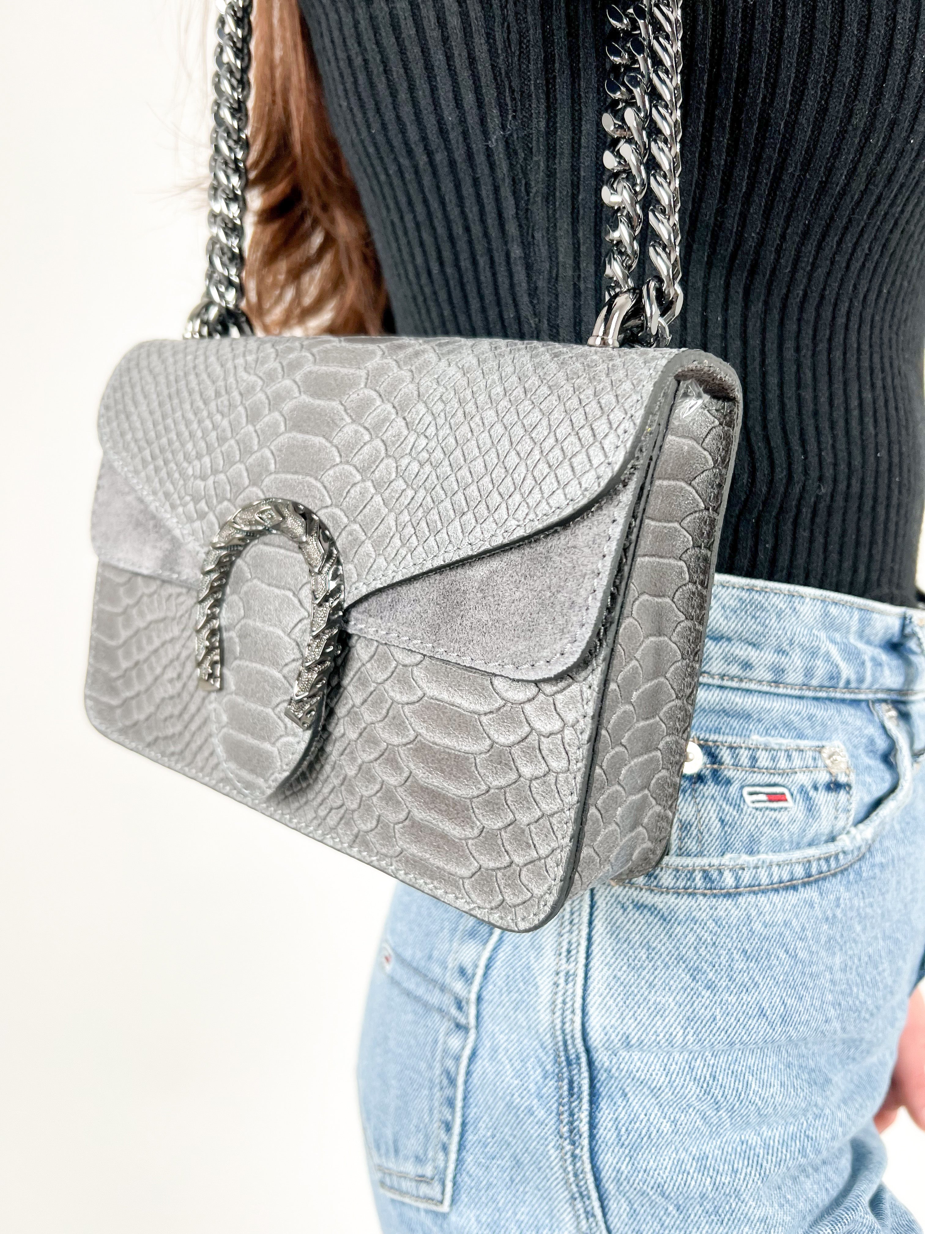 Bolso herradura piel gris