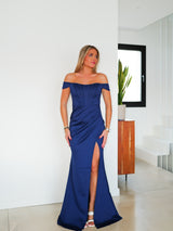 Vestido corse bardot marino