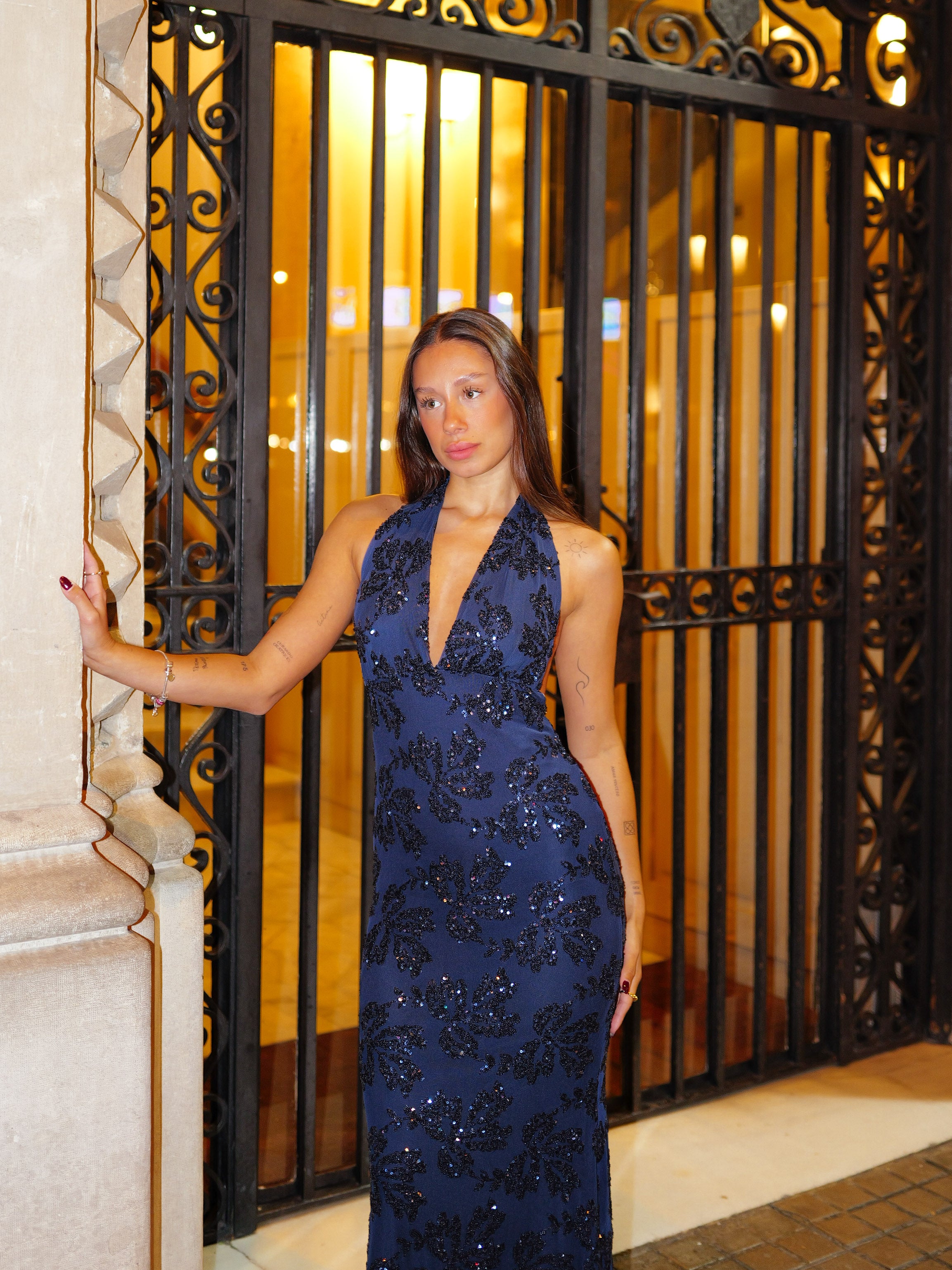 Vestido tulle detalles marino