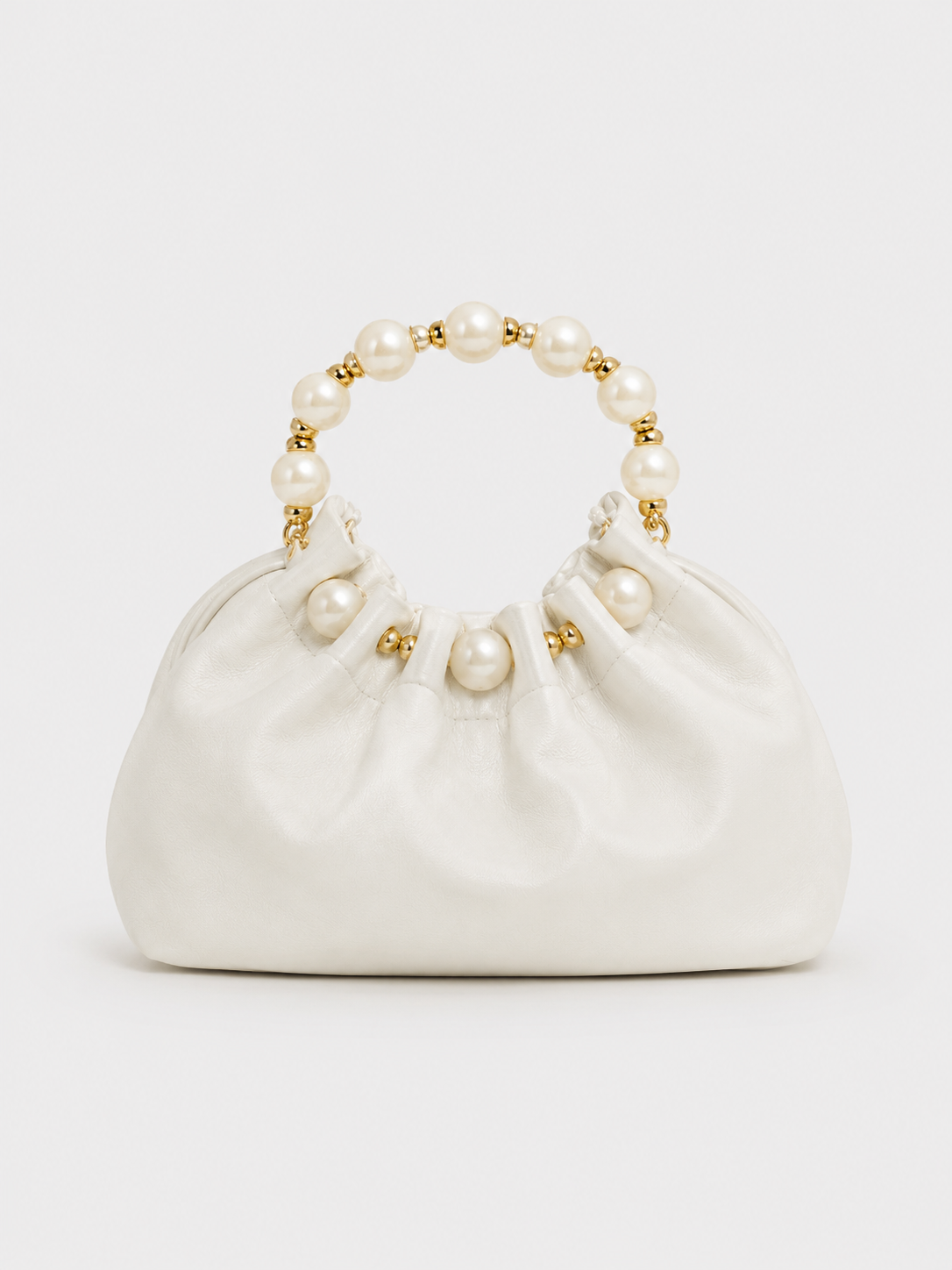 Clutch bombonera asa beige