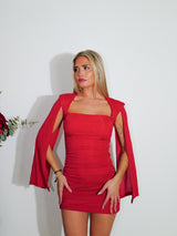 Vestido lurex capa rojo