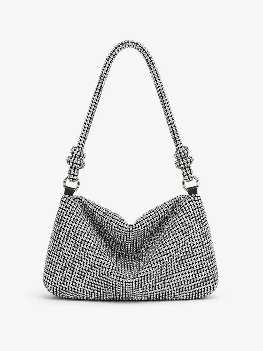 Bolso strass nudo plata