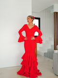 Traje flamenca volantes rojo