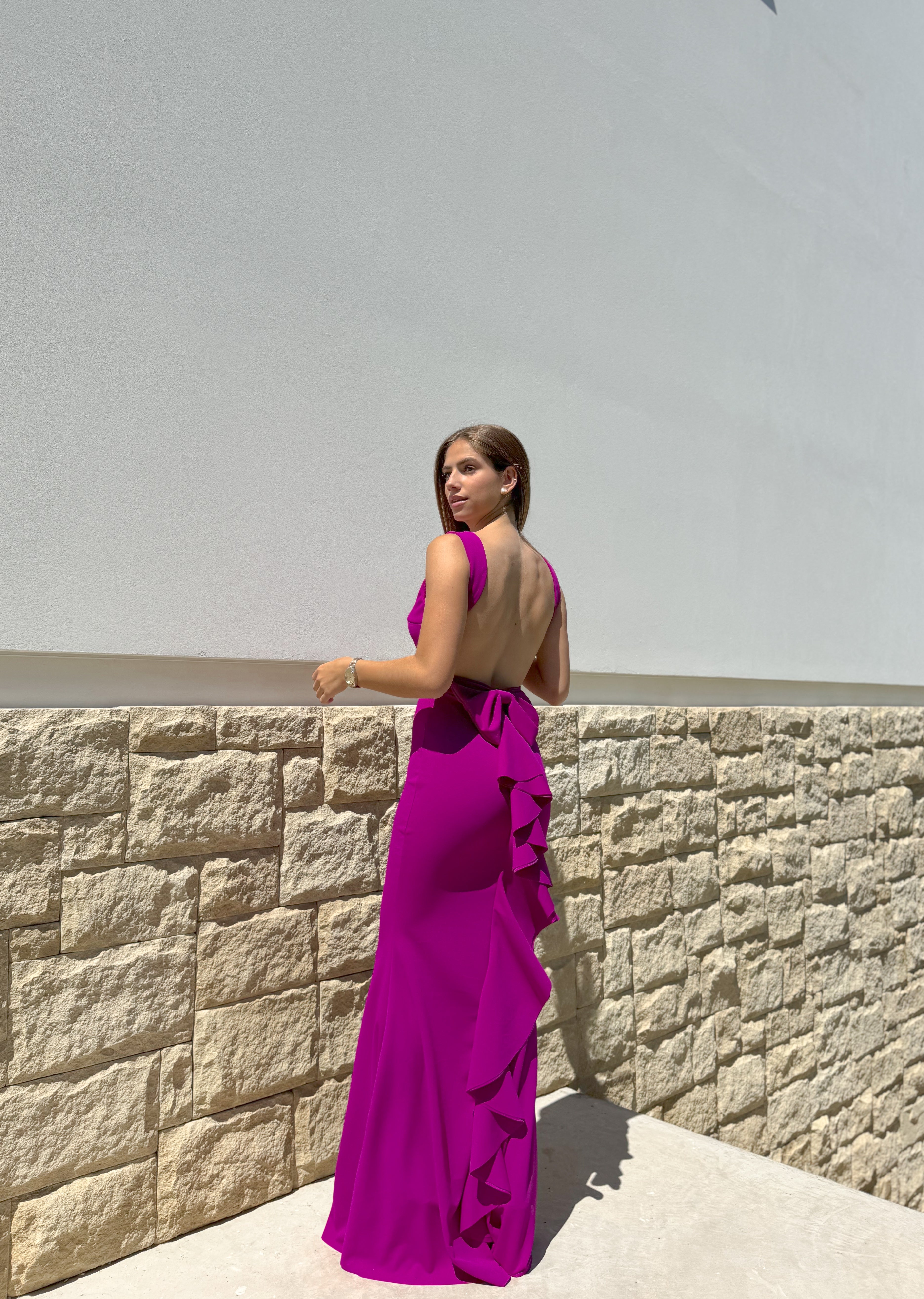 Vestido largo sirena buganvilla