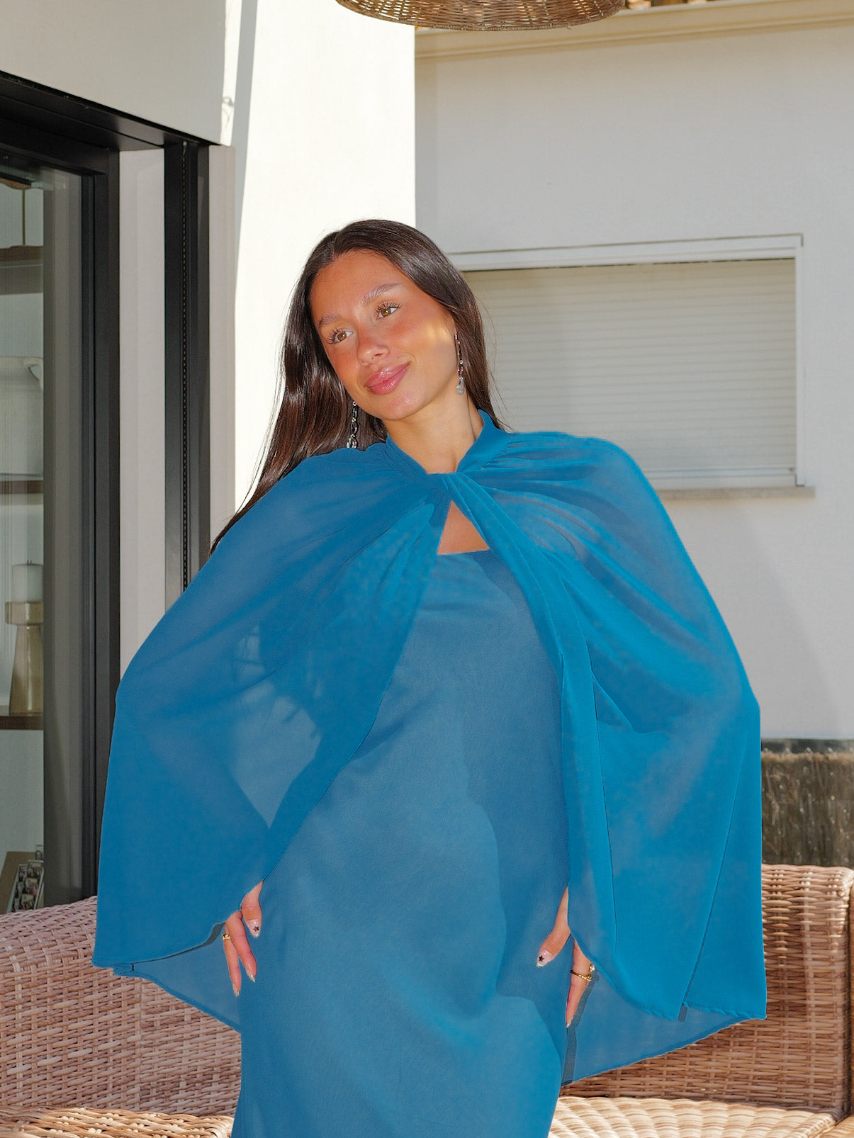 Capa gasa larga botón petroleo