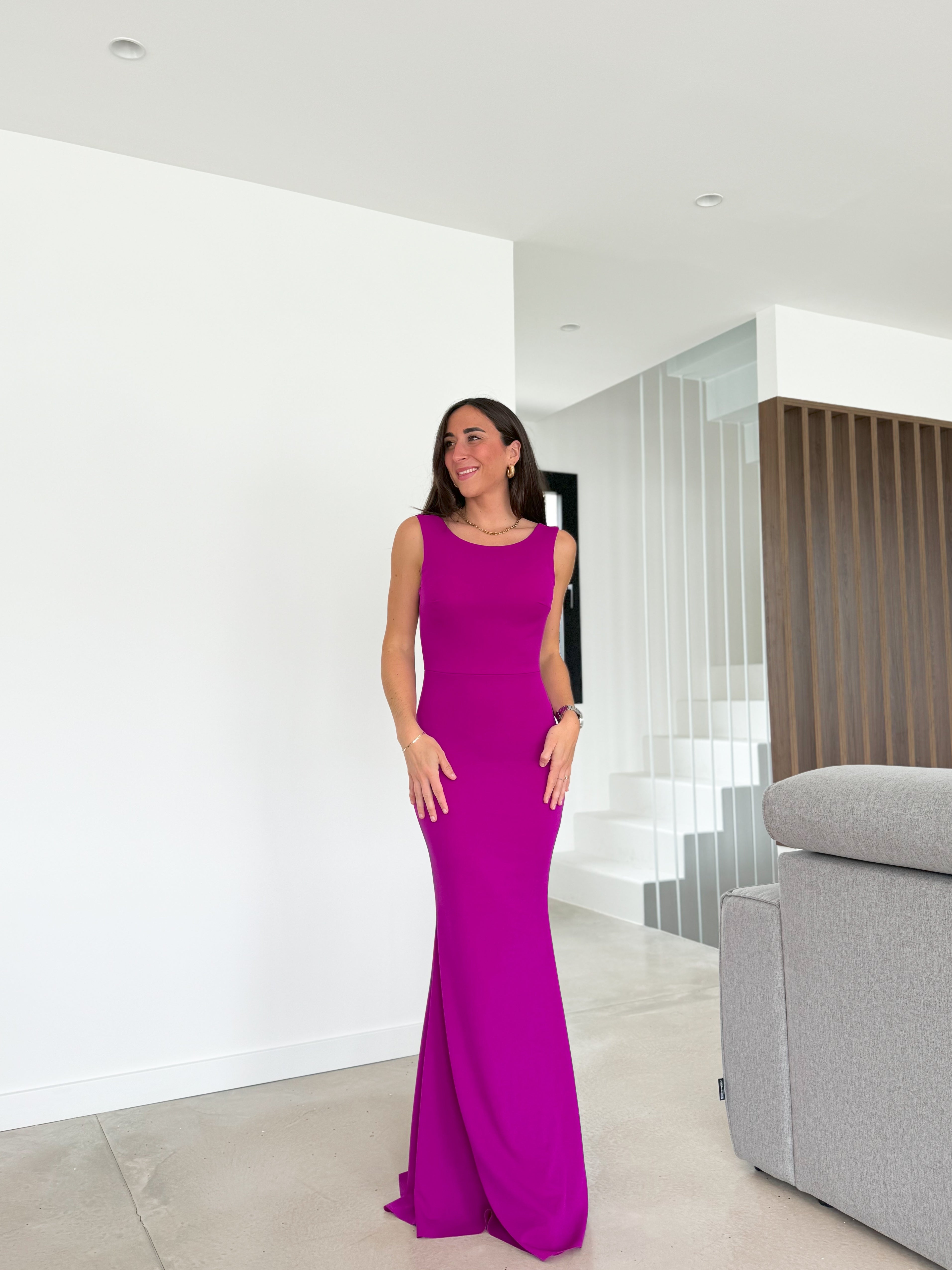 Vestido largo sirena buganvilla