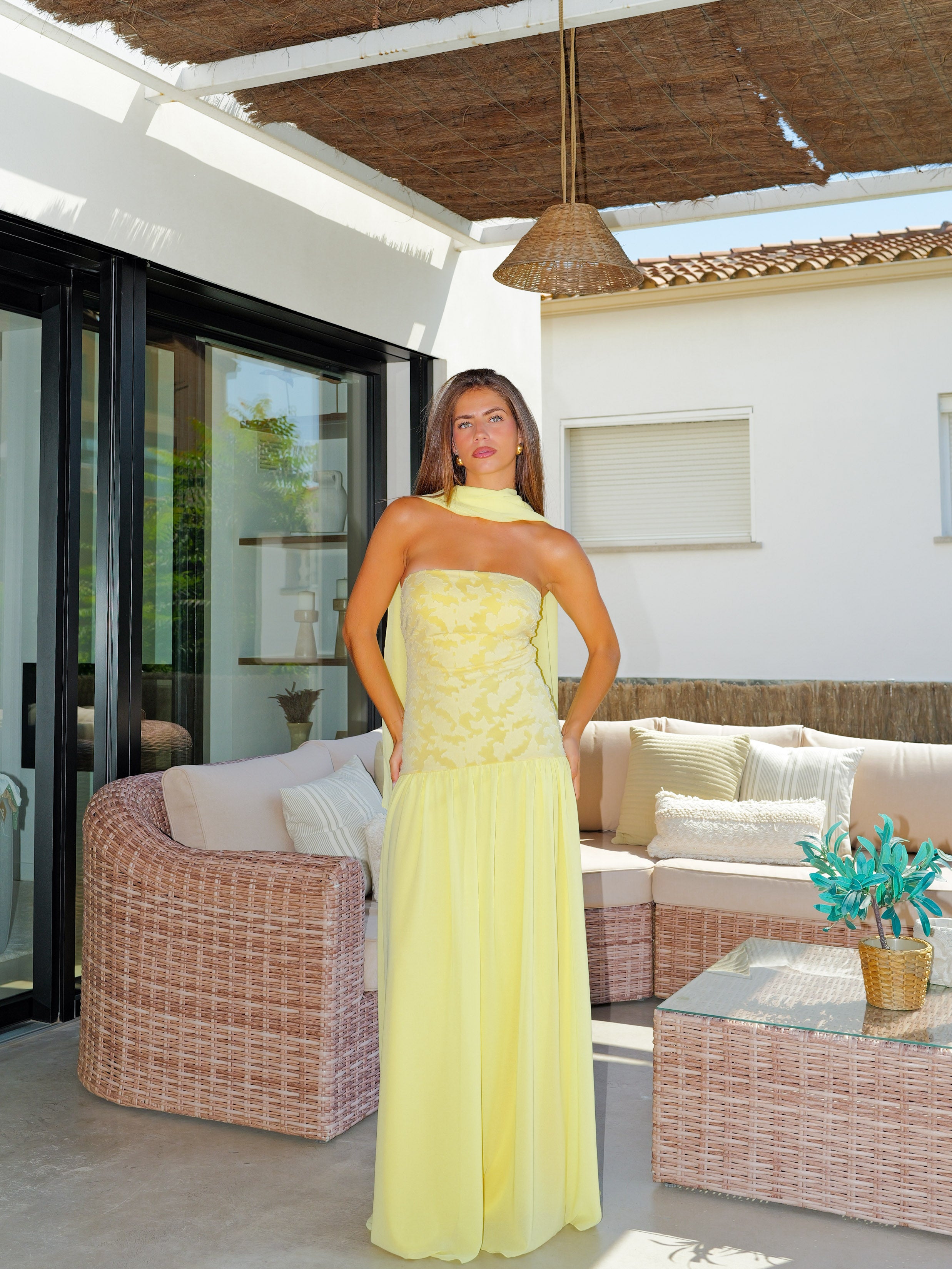 Vestido palabra asim textura amarillo