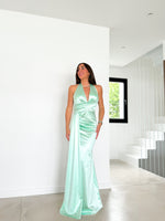 Vestido banda pico satin menta