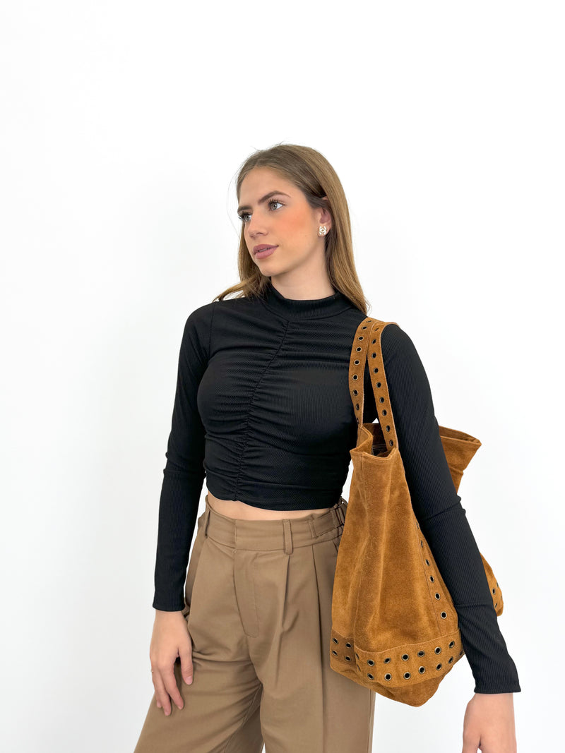 Bolso tachuelas maxi camel