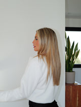 Chaqueta crop pelo blanco