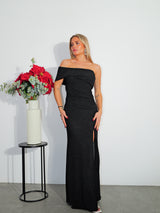 Vestido asim lurex bardot negro