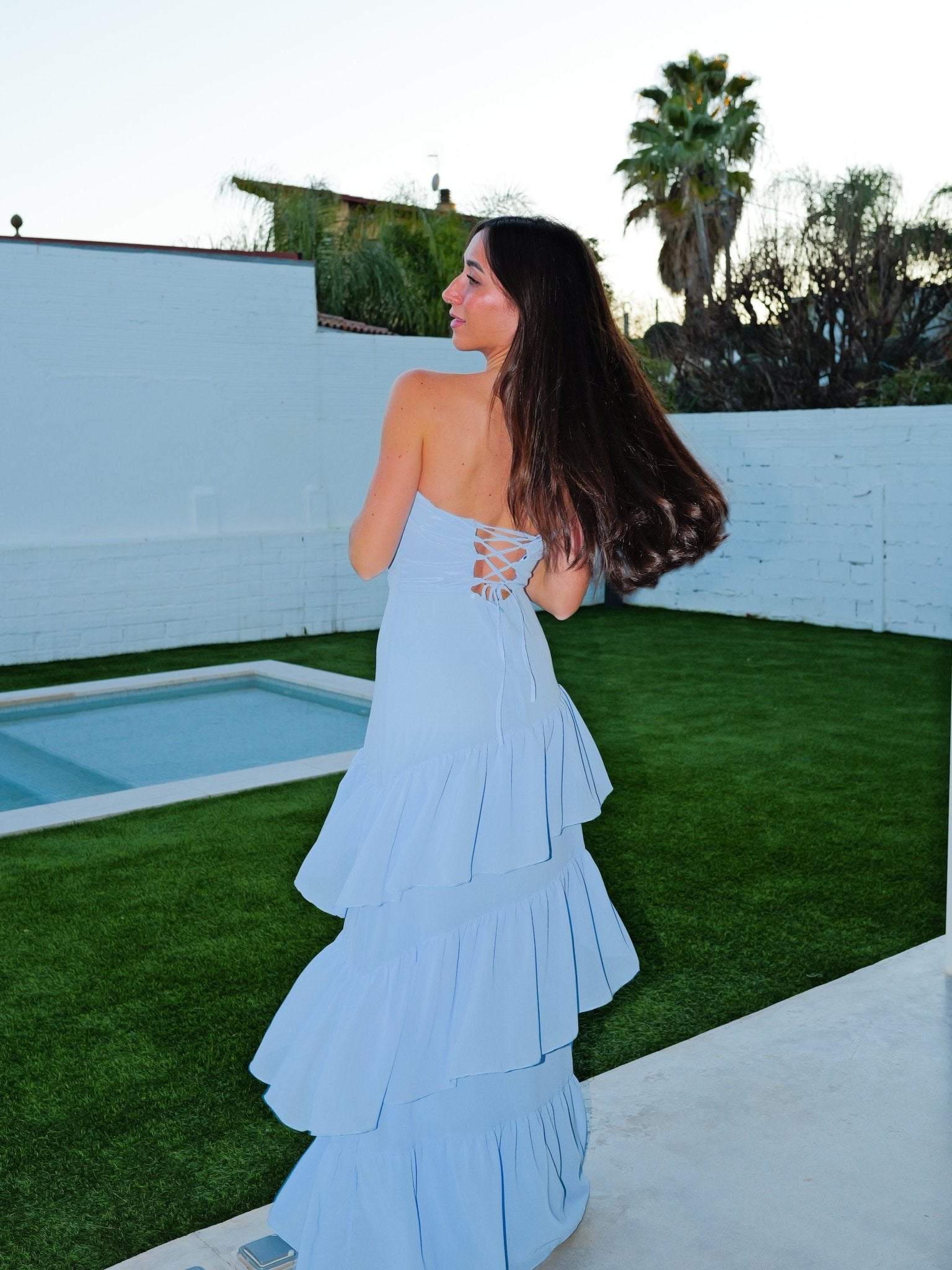 Light blue ruffled dress