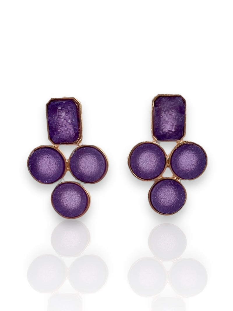 Pendientes formas geométricas morado