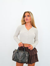 Bolso tachuelas vegano gris