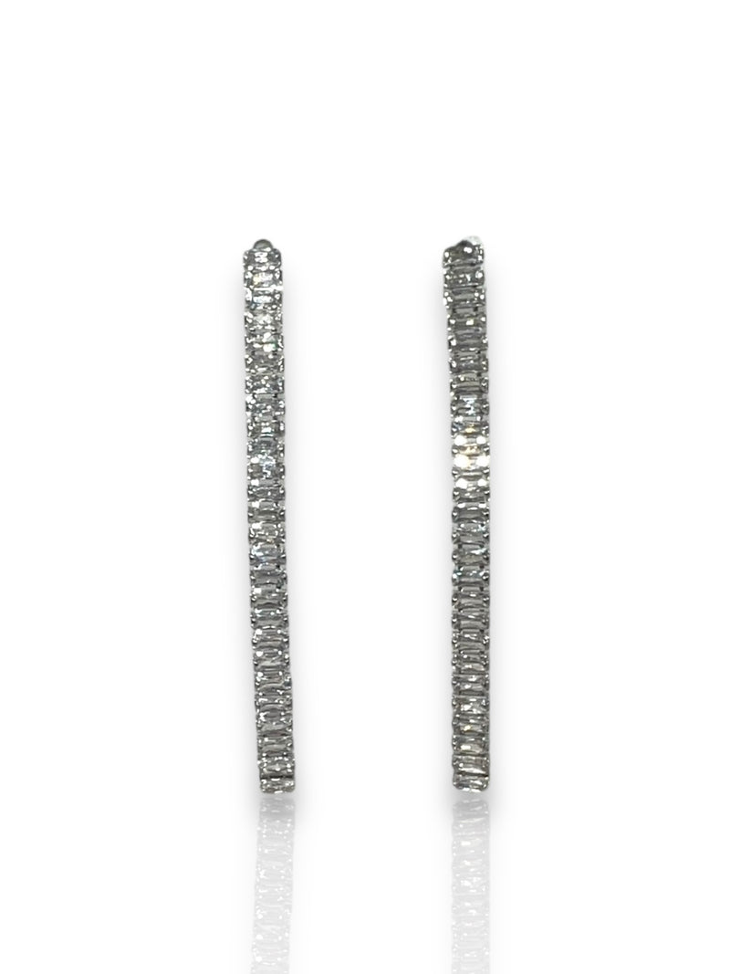 Pendientes caída brillantes plateado