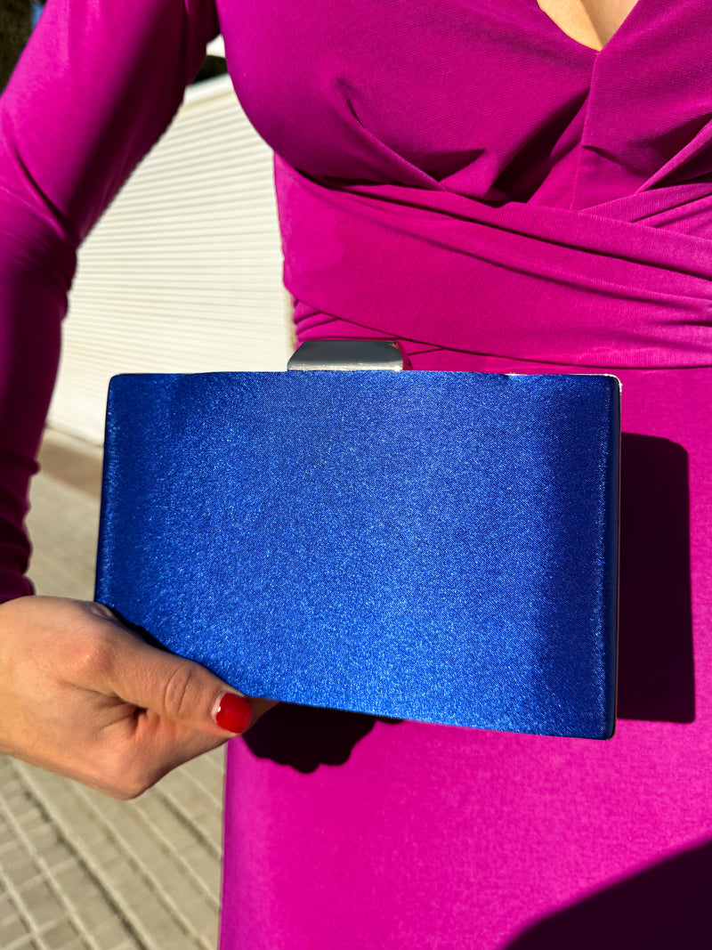 Clutch satinado azul