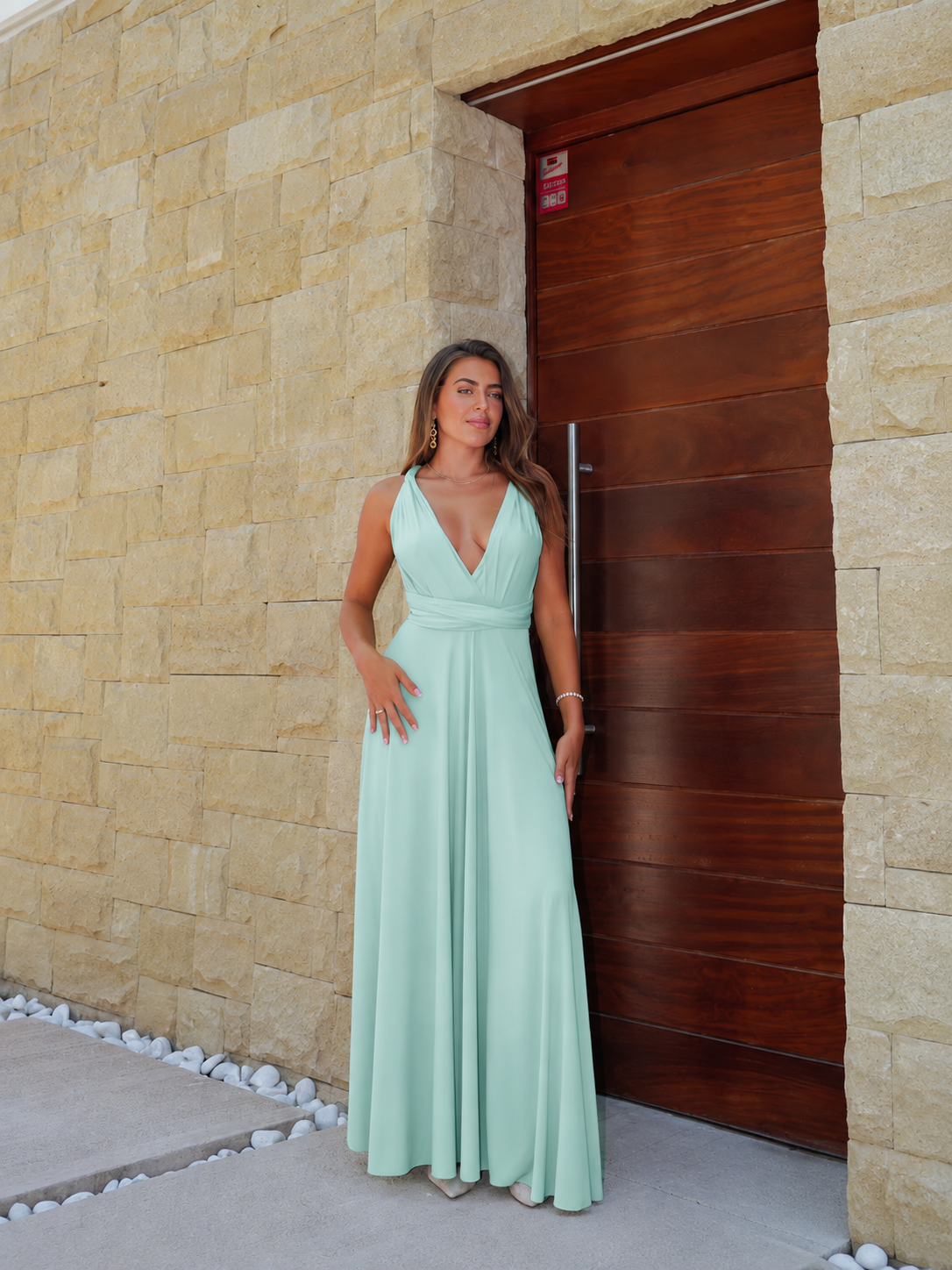 Vestido largo multi menta