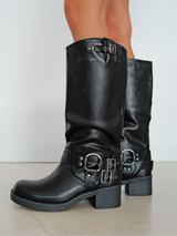 Bota track hebillas negra