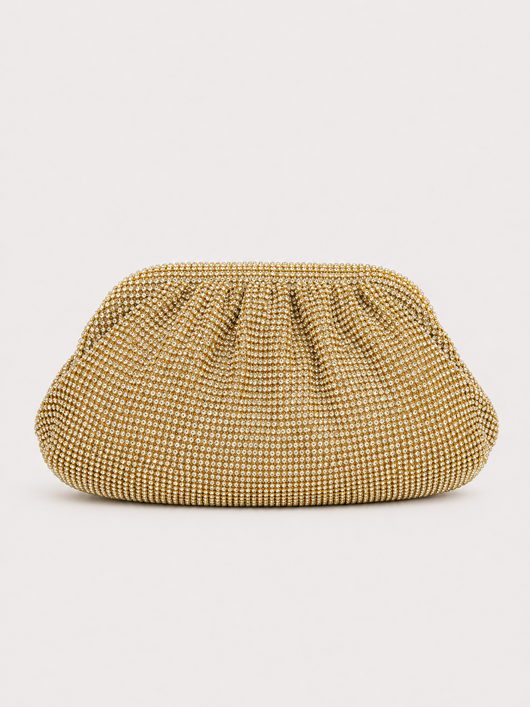 Clutch bombonera brillos dorado