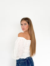 Blusa palabra botones blanco