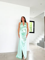 Vestido banda pico satin menta