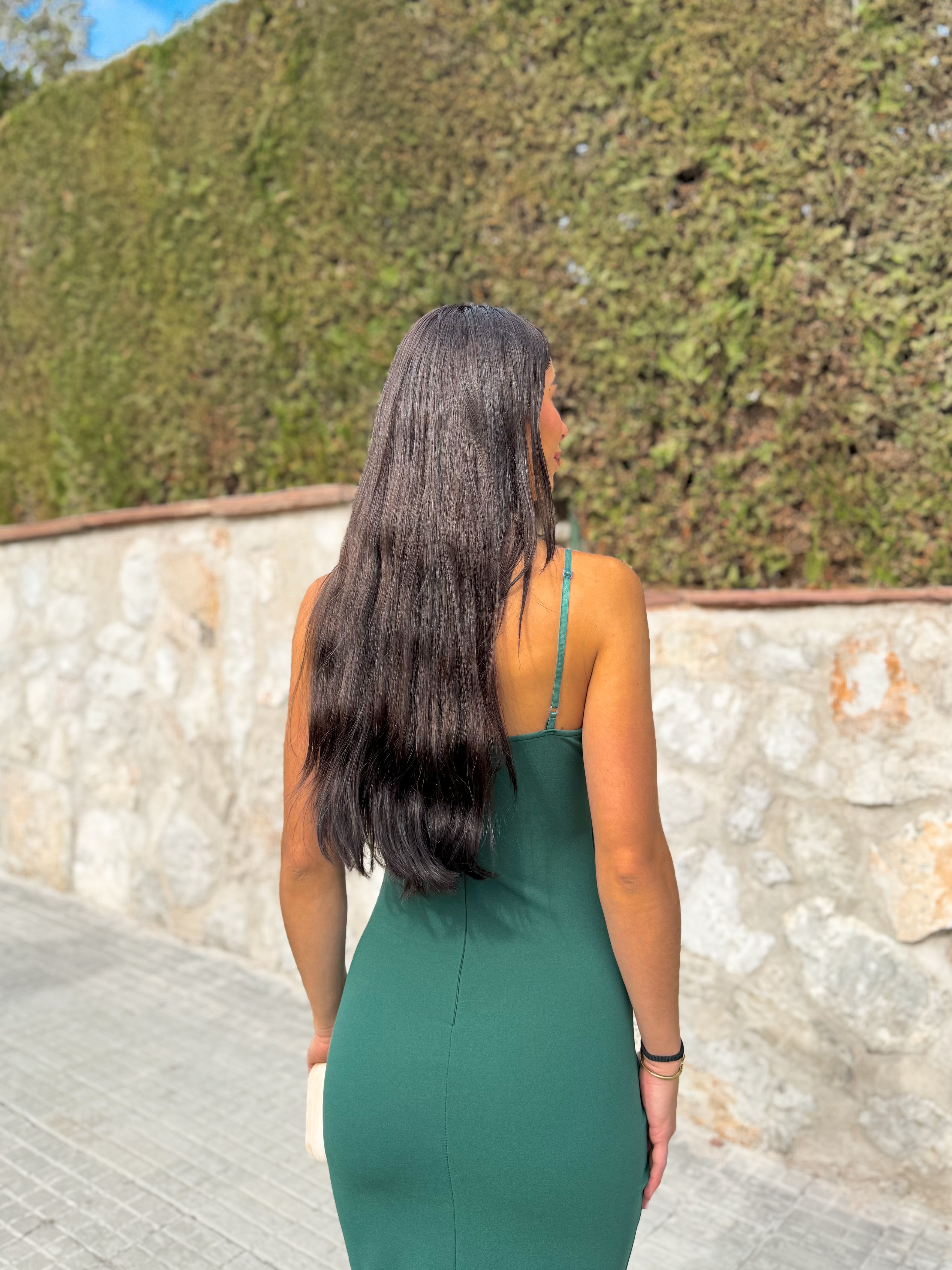 Vestido midi tirantes verde