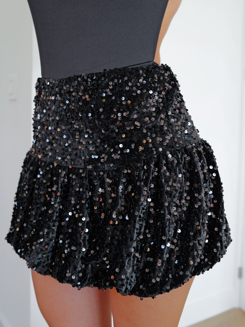 Falda pomposa glitter negro