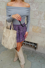 Bolso ante flecos beige