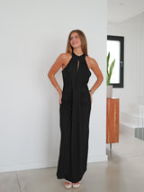 Vestido lurex halter ovalo negro