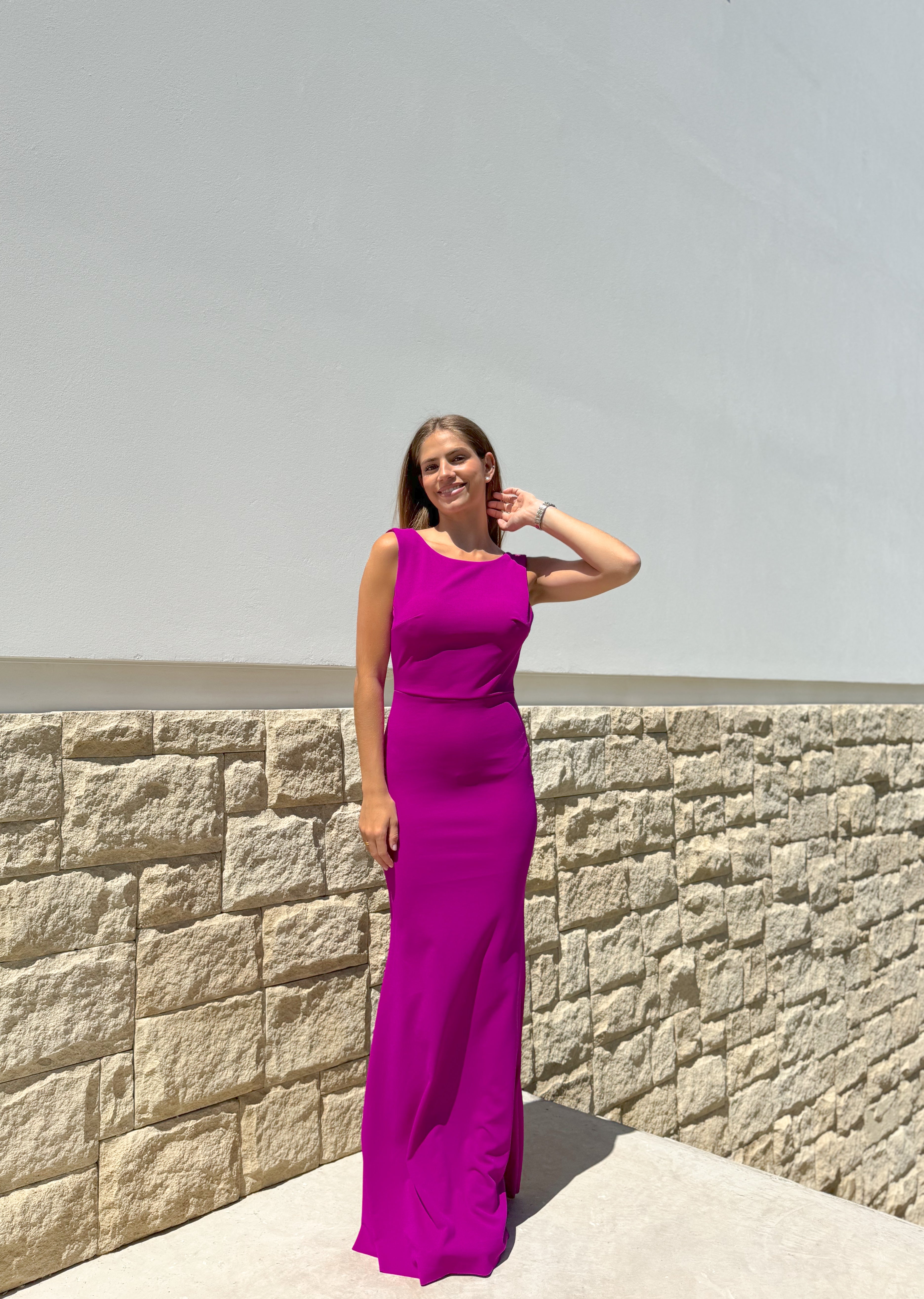 Vestido largo sirena buganvilla