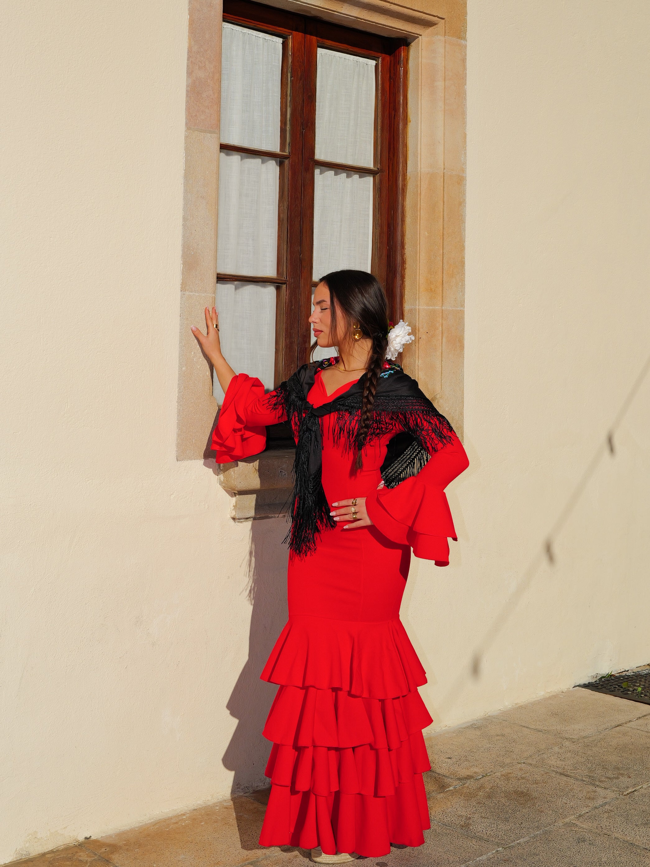 Traje flamenca volantes rojo