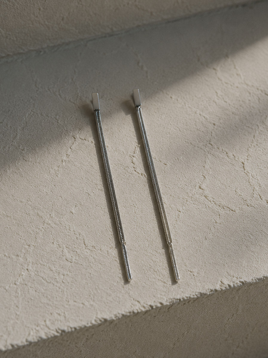 Silver thread waterfall earrings