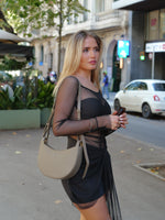 Bolso shoulder piel taupe