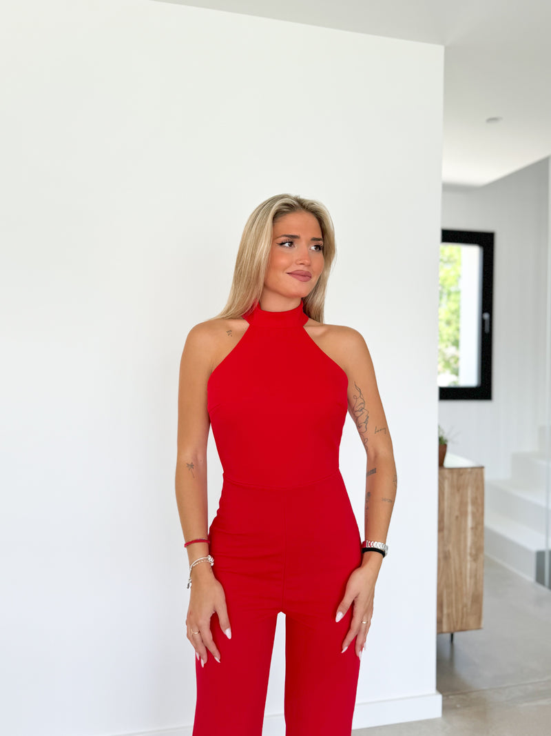 Mono halter crepe rojo