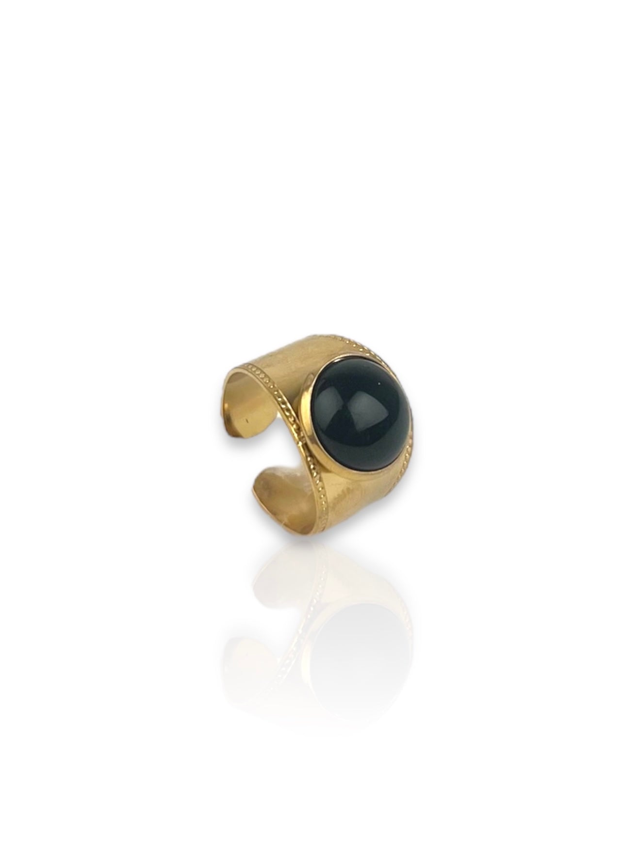 Anillo big black dorado