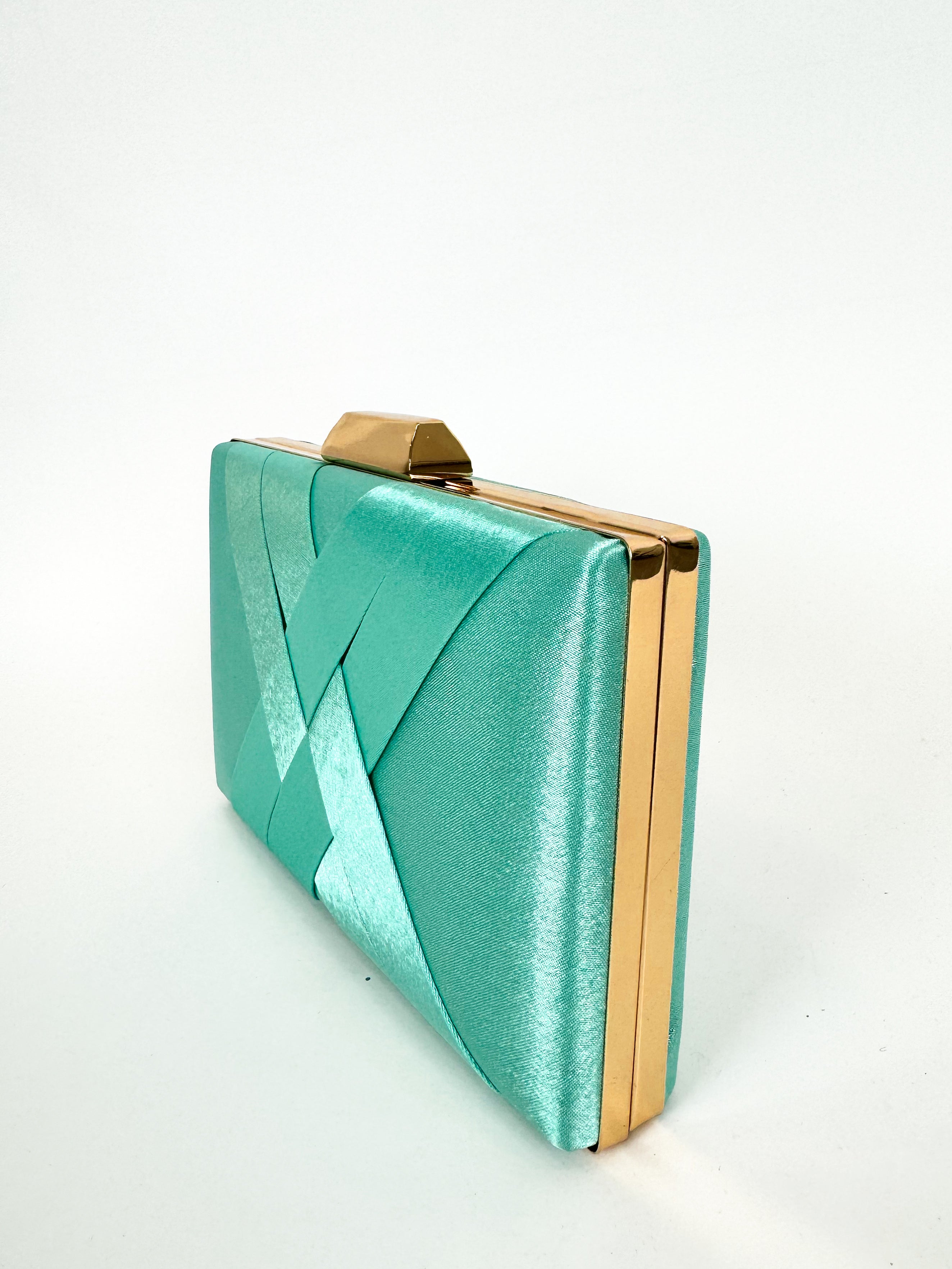 Clutch satinado verde turquesa