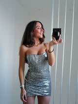 Vestido glitter ballenas plata