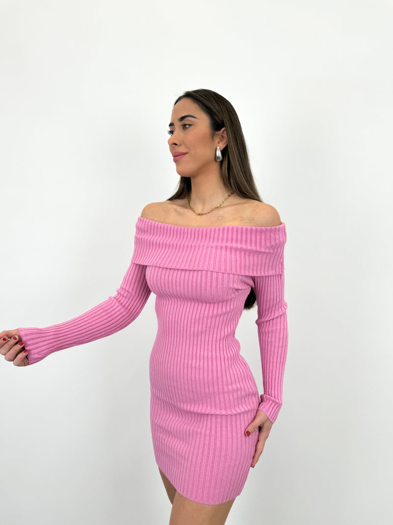 Vestido punto rosa hot sale