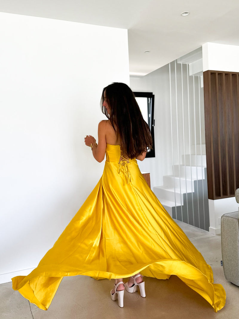 Vestido corse palabra amarillo