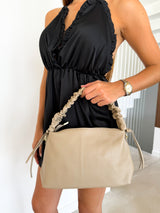 Bolso piel hombro rizo beige