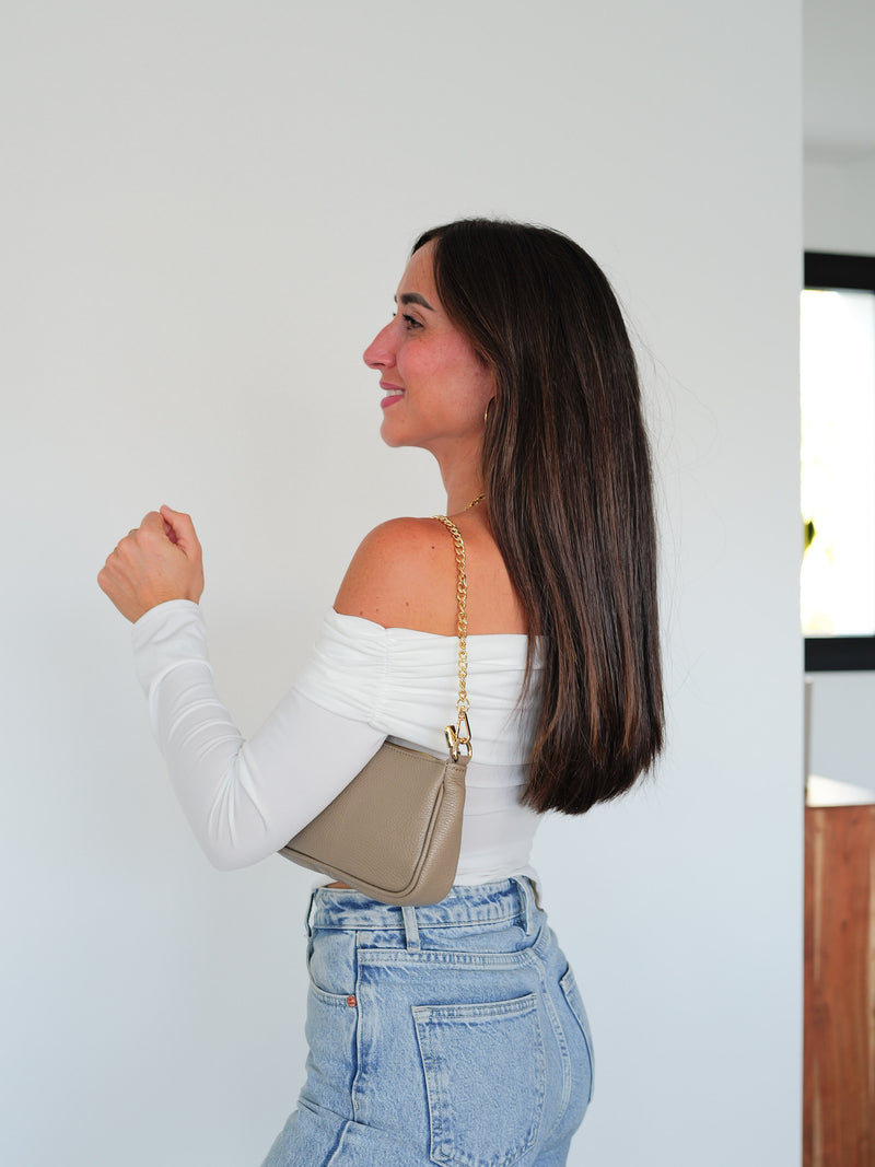 Bolso cadenas shoulder taupe