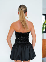 Vestido mini glitter palabra pomposo negro